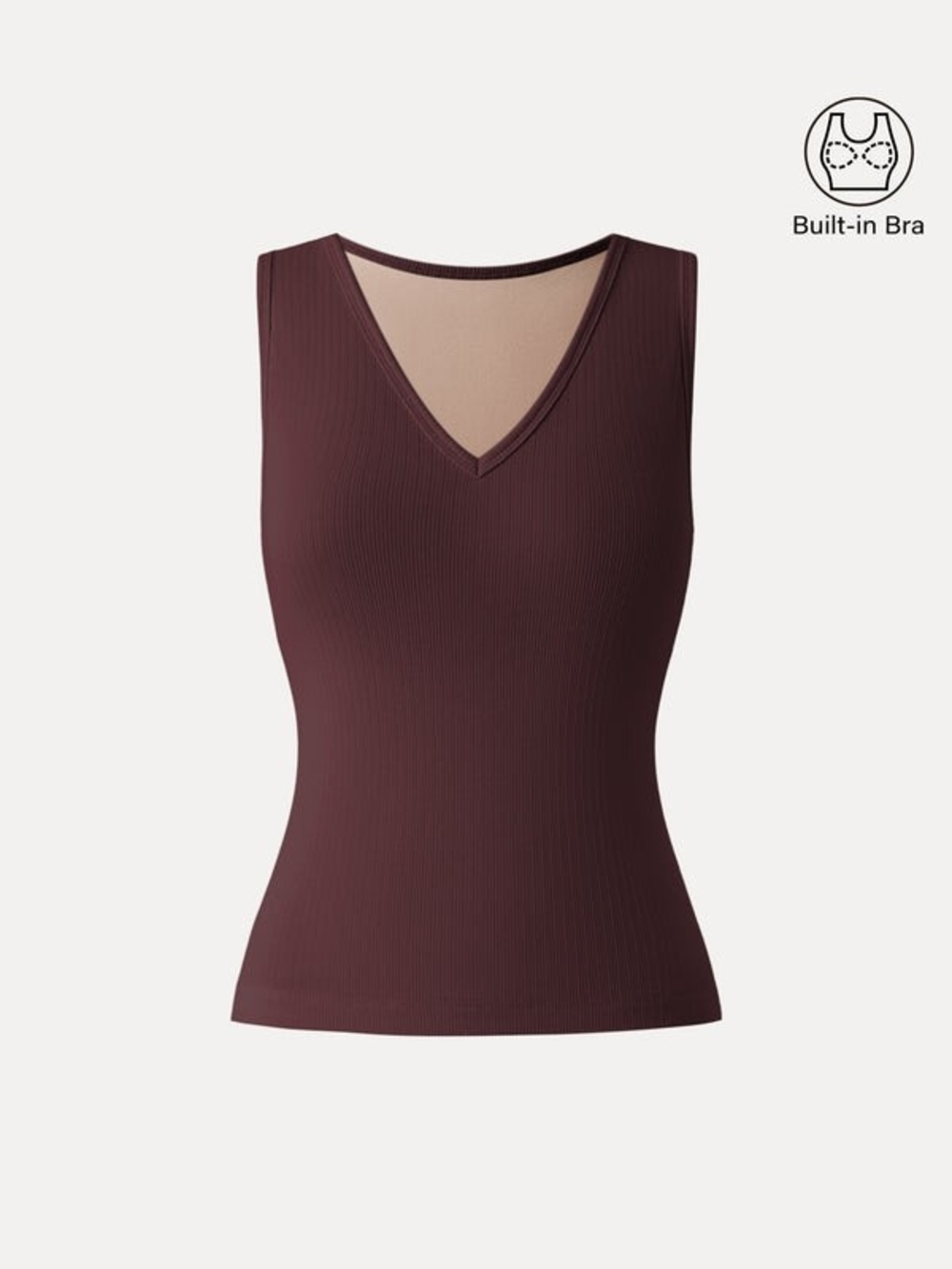 OGL Stretch Cotton Pointelle V-neck Sleeveless Bra Tank In Wine